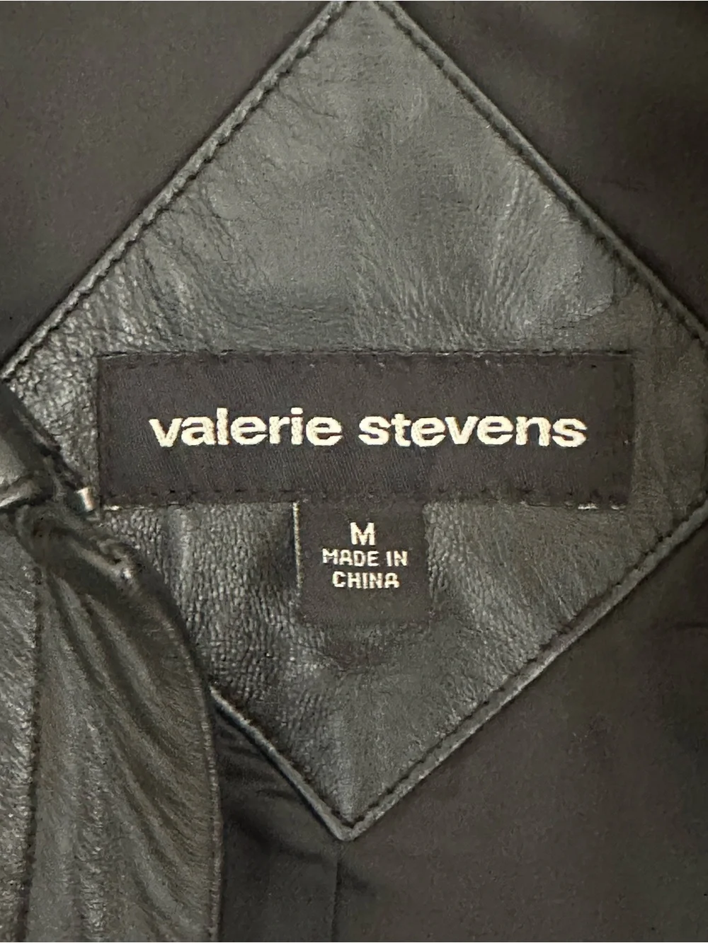 Valerie Stevens Black Leather Zip-Front Jacket